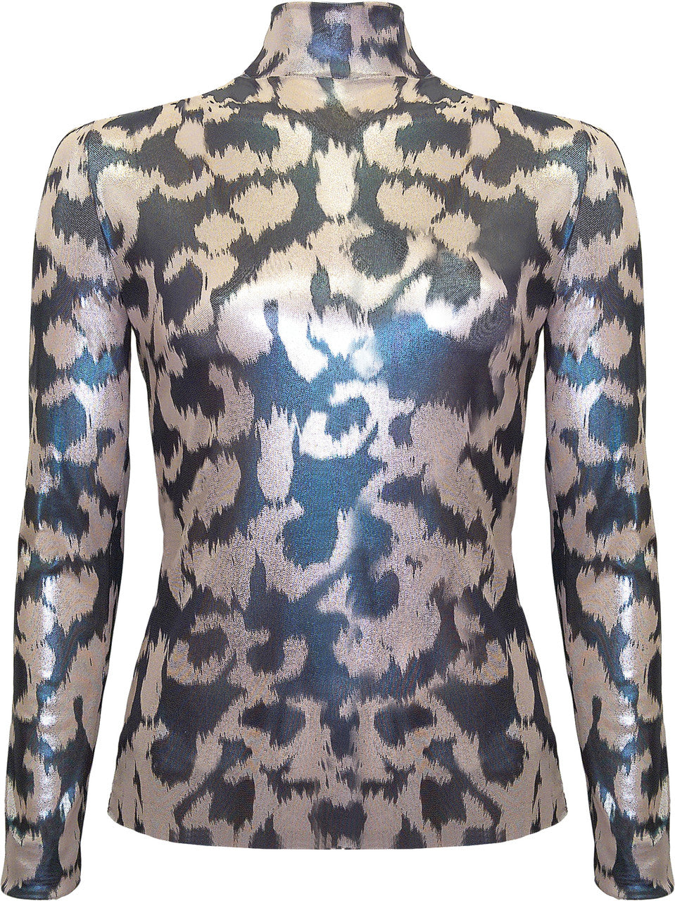 BCT0647 - Printed Metallic Mesh Mock Neck Top-02-Tops/Blouses-Insight-Krista Anne's Boutique, Women's Fashion and Accessories Located in Oklahoma City, OK and Black Mountain, NC