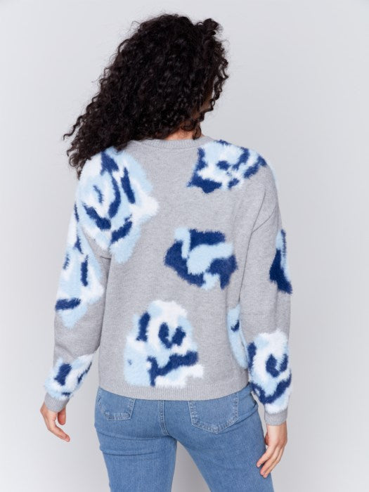 C2687-895A - Hairy Yarn Floral Sweater-05-Sweaters-Charlie B.-Krista Anne's Boutique, Women's Fashion and Accessories Located in Oklahoma City, OK and Black Mountain, NC