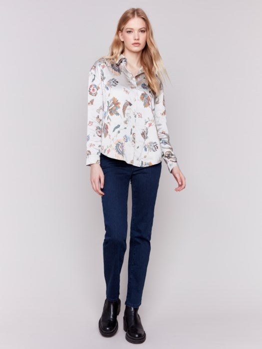 C4489PR-984B - Printed Long Sleeve Button Up Blouse-02-Tops/Blouses-Charlie B.-Krista Anne's Boutique, Women's Fashion and Accessories Located in Oklahoma City, OK and Black Mountain, NC