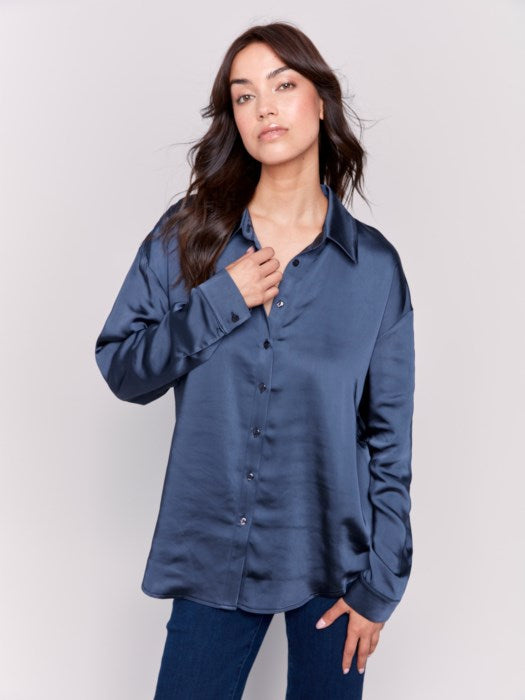 C4489R-984B - Long Sleeve Button Up Blouse-02-Tops/Blouses-Charlie B.-Krista Anne's Boutique, Women's Fashion and Accessories Located in Oklahoma City, OK and Black Mountain, NC