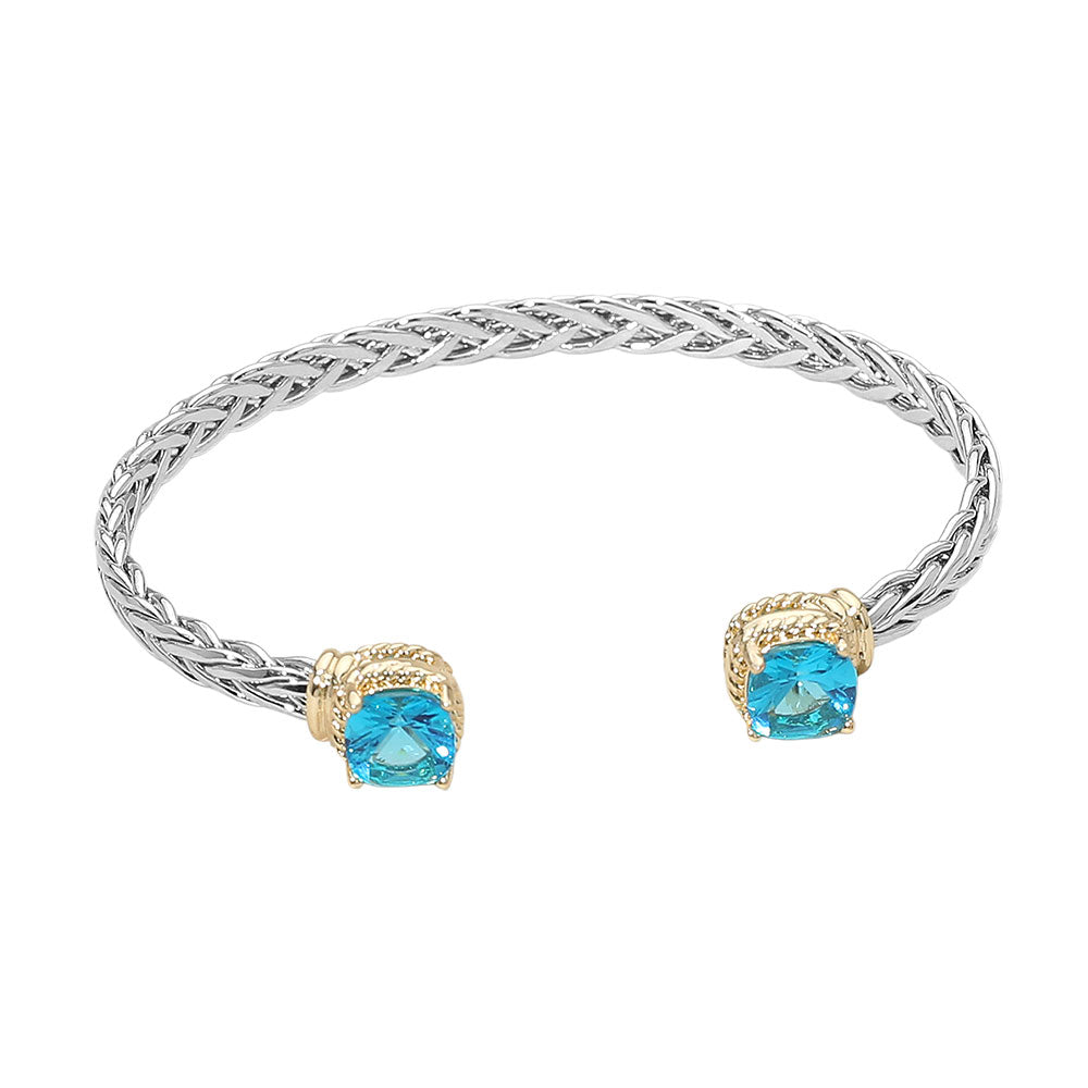 CFB1583 - Braided Cuff Bracelet w/ Double Crystals-10-Jewelry-Wona Trading, Inc.-Krista Anne's Boutique, Women's Fashion and Accessories Located in Oklahoma City, OK and Black Mountain, NC