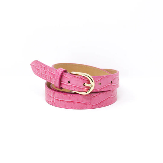 CINT-31 - Leather Croc Belt-09-Accessories-German Fuentes-Krista Anne's Boutique, Women's Fashion and Accessories Located in Oklahoma City, OK and Black Mountain, NC