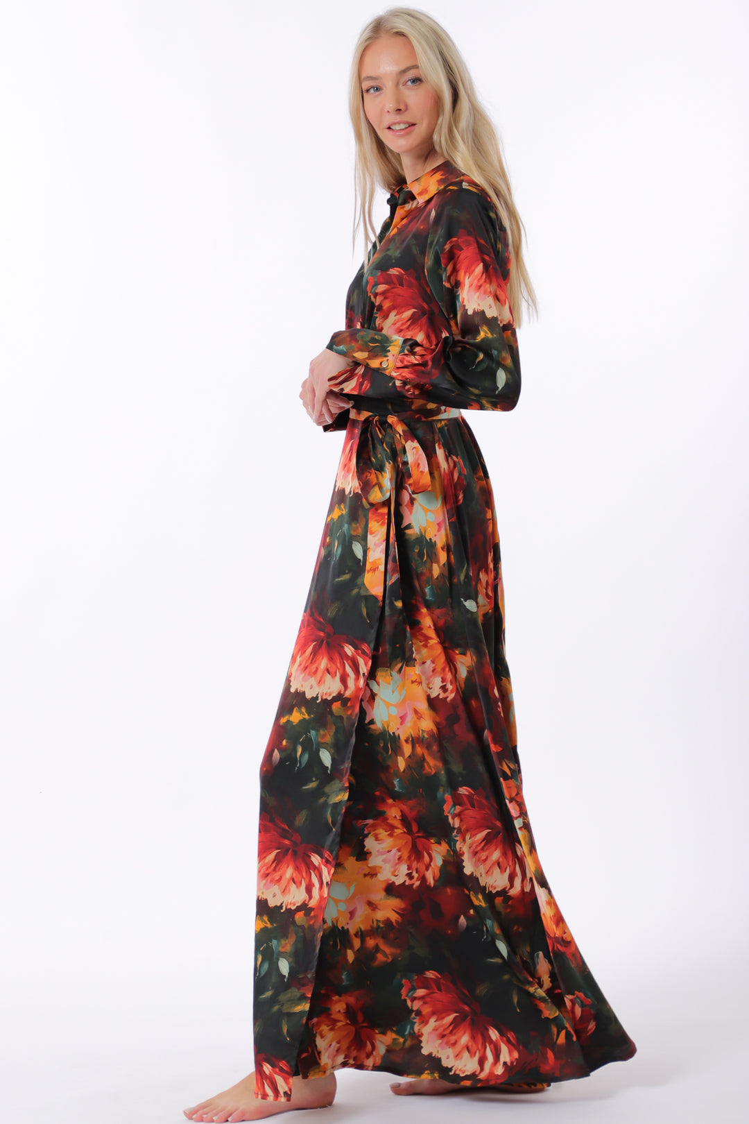 DA32308H - Fall Florals Wrap Dress-06-Dresses/Jumpsuits-Aslan Rose-Krista Anne's Boutique, Women's Fashion and Accessories Located in Oklahoma City, OK and Black Mountain, NC