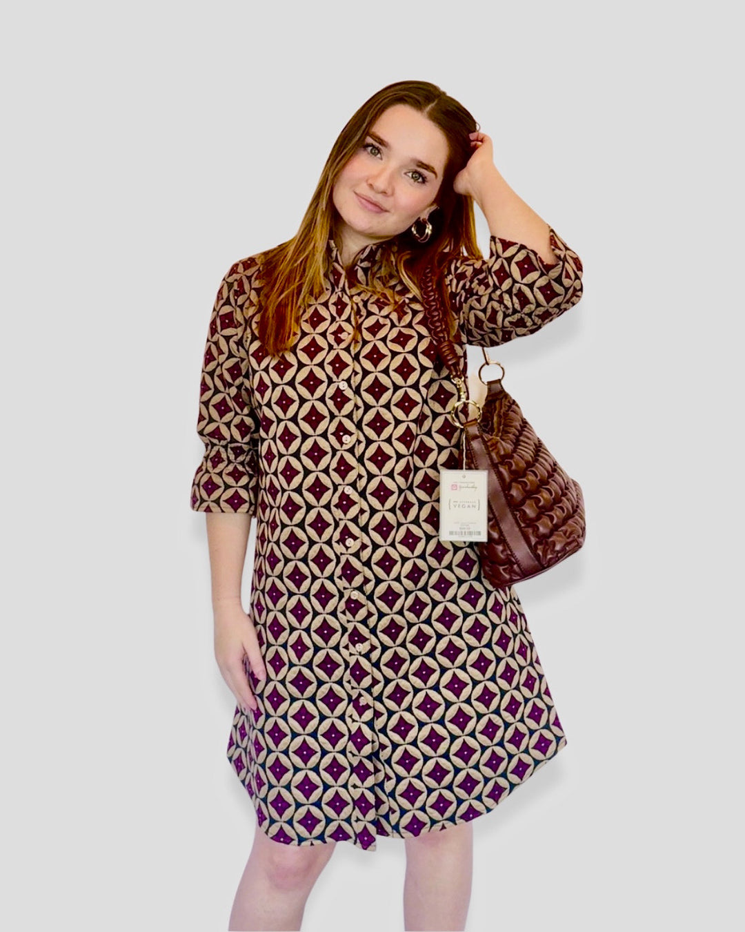 6160937 - Clover Print Dress-06-Dresses/Jumpsuits-Boho Chic-Krista Anne's Boutique, Women's Fashion and Accessories Located in Oklahoma City, OK and Black Mountain, NC
