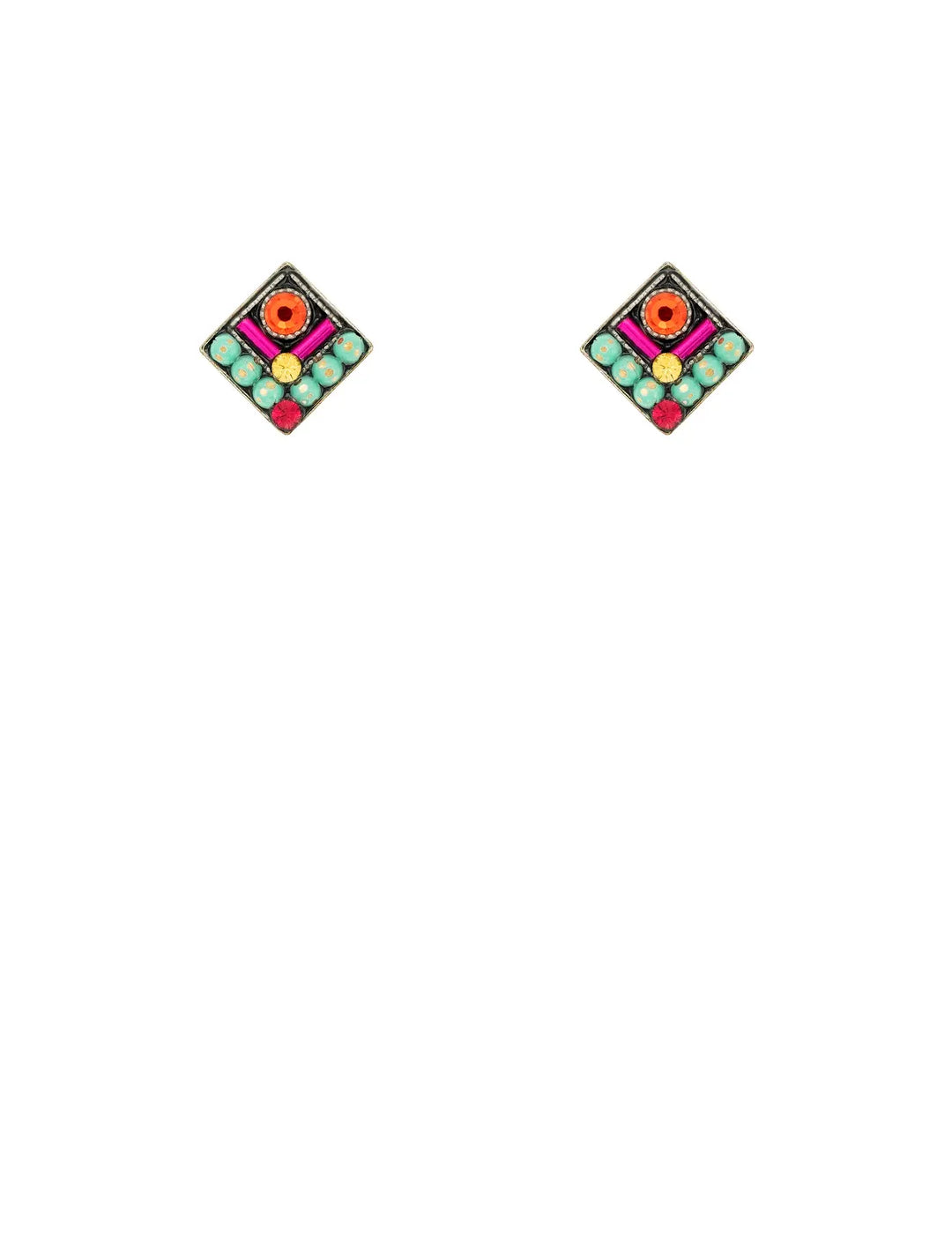 E720P-MC - Stud Diamond Shape Earring-10-Jewelry-Firefly Mosaic Jewelry-Krista Anne's Boutique, Women's Fashion and Accessories Located in Oklahoma City, OK and Black Mountain, NC