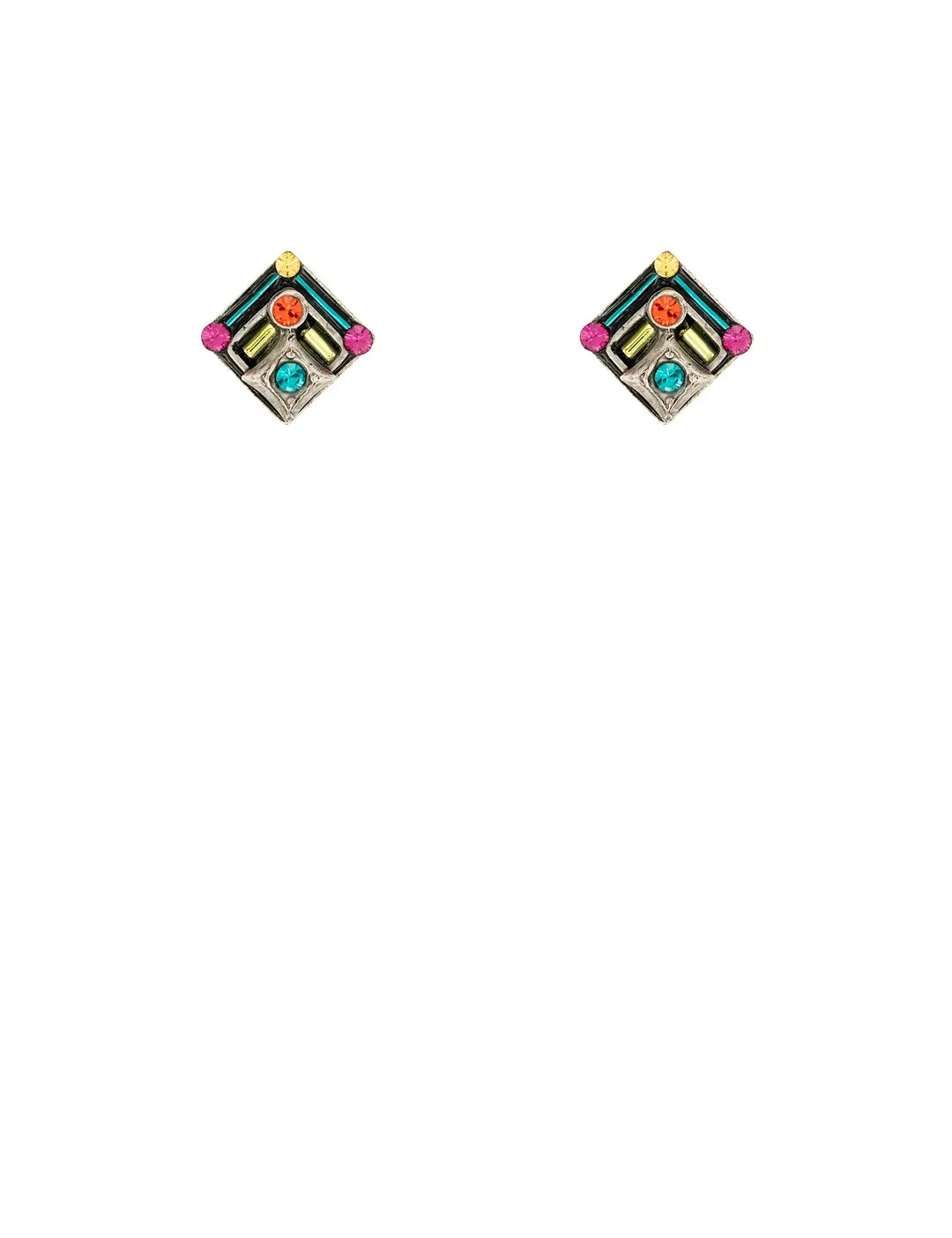 E721P-MC - Stud Diamond Shape Earring-10-Jewelry-Firefly Mosaic Jewelry-Krista Anne's Boutique, Women's Fashion and Accessories Located in Oklahoma City, OK and Black Mountain, NC