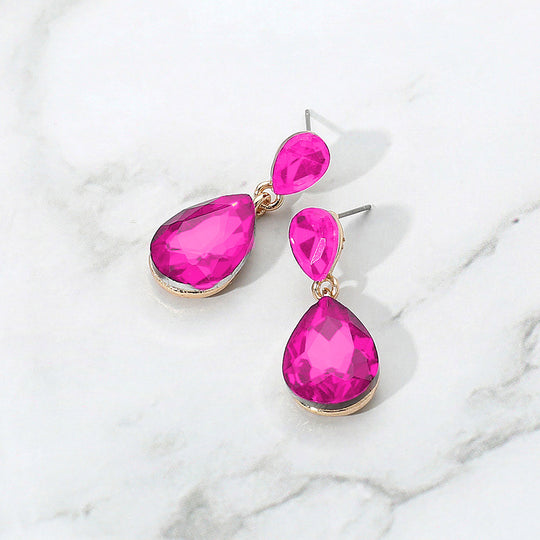 EVE2337 - Teardrop Crystal Post Earrings-10-Jewelry-Wona Trading, Inc.-Krista Anne's Boutique, Women's Fashion and Accessories Located in Oklahoma City, OK and Black Mountain, NC