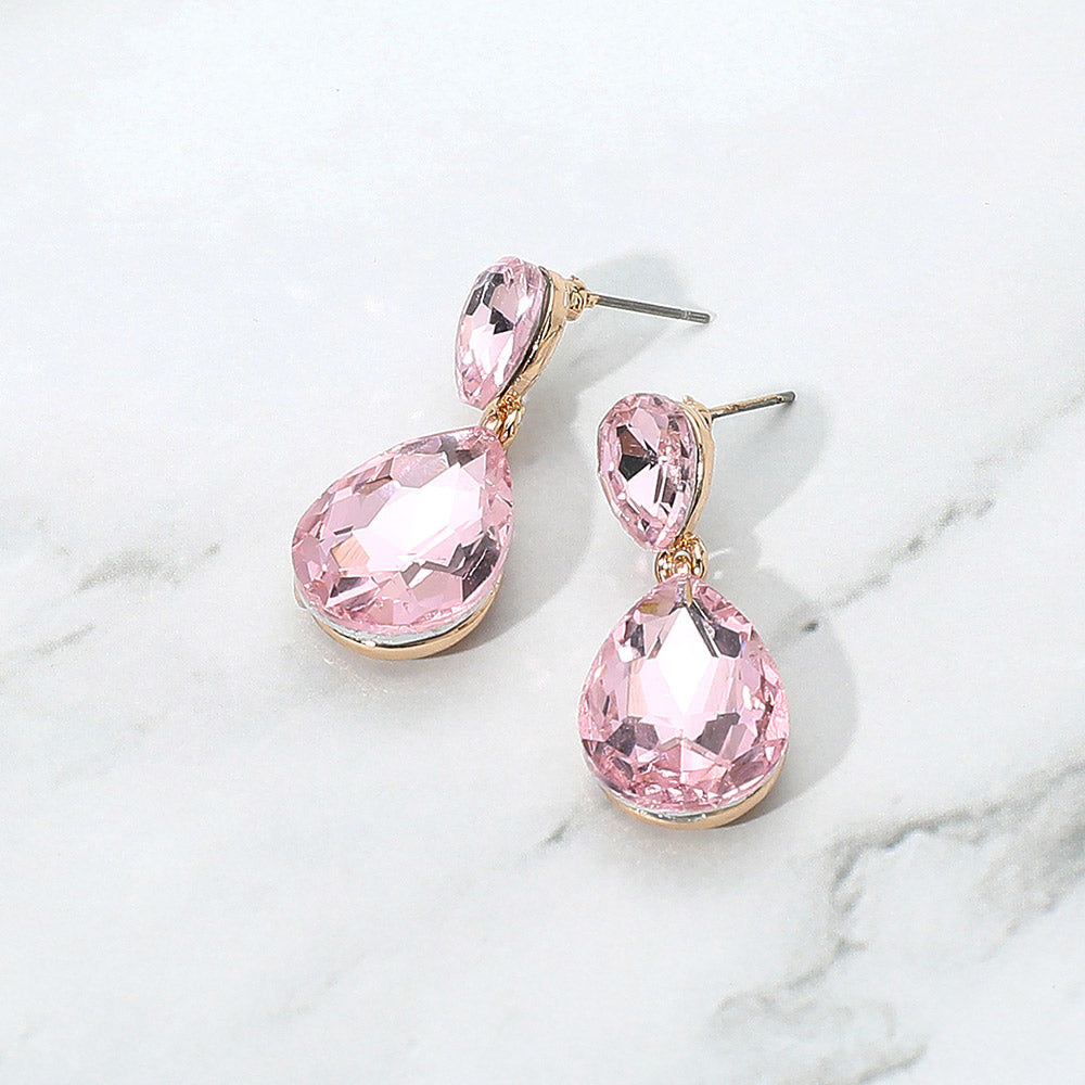 EVE2337 - Teardrop Crystal Post Earrings-10-Jewelry-Wona Trading, Inc.-Krista Anne's Boutique, Women's Fashion and Accessories Located in Oklahoma City, OK and Black Mountain, NC