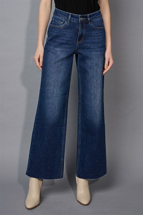 F6038 - Wide Leg Shimmer Jean-04-Bottoms-Picadilly-Krista Anne's Boutique, Women's Fashion and Accessories Located in Oklahoma City, OK and Black Mountain, NC