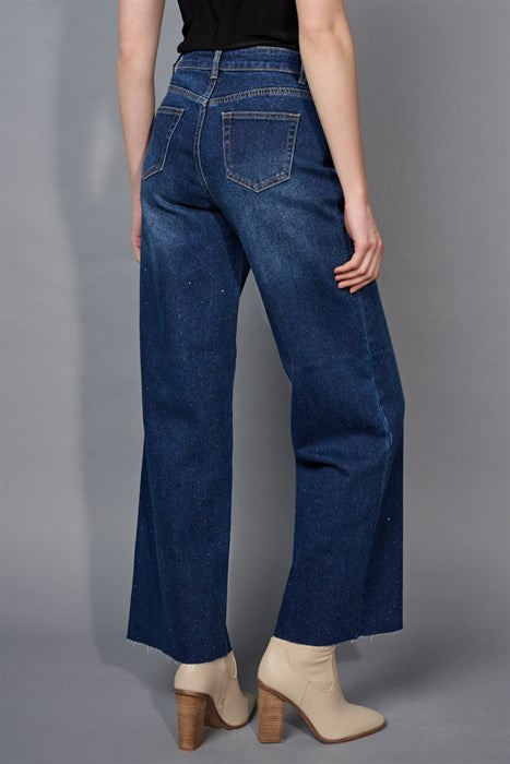 F6038 - Wide Leg Shimmer Jean-04-Bottoms-Picadilly-Krista Anne's Boutique, Women's Fashion and Accessories Located in Oklahoma City, OK and Black Mountain, NC