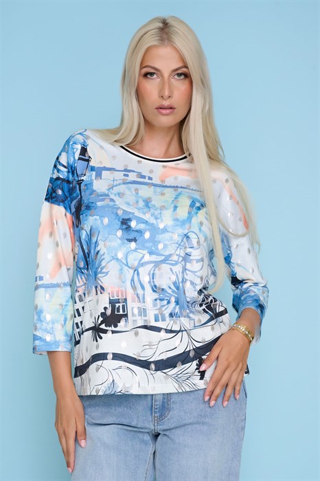 FC250YI - Boardwalk 3/4 Sleeve Tee-02-Tops/Blouses-Picadilly-Krista Anne's Boutique, Women's Fashion and Accessories Located in Oklahoma City, OK and Black Mountain, NC