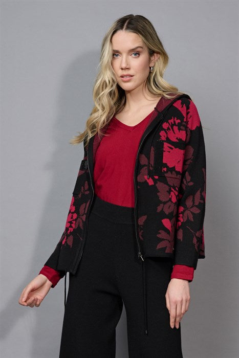 FK578EZ - Zip Front Hooded Jacket-01-Jackets/Blazers-Picadilly-Krista Anne's Boutique, Women's Fashion and Accessories Located in Oklahoma City, OK and Black Mountain, NC