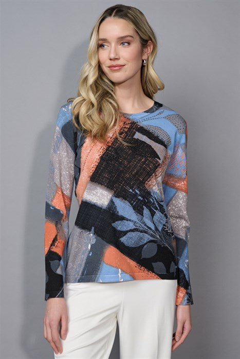 FK720QJ - Crewneck Printed Top-02-Tops/Blouses-Picadilly-Krista Anne's Boutique, Women's Fashion and Accessories Located in Oklahoma City, OK and Black Mountain, NC