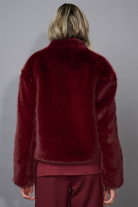 FL484 - Crop Fur Jacket-01-Jackets/Blazers-Picadilly-Krista Anne's Boutique, Women's Fashion and Accessories Located in Oklahoma City, OK and Black Mountain, NC