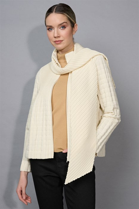 FM590 - Pleated Jacket w/ Scarf-01-Jackets/Blazers-Picadilly-Krista Anne's Boutique, Women's Fashion and Accessories Located in Oklahoma City, OK and Black Mountain, NC