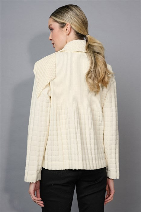 FM590 - Pleated Jacket w/ Scarf-01-Jackets/Blazers-Picadilly-Krista Anne's Boutique, Women's Fashion and Accessories Located in Oklahoma City, OK and Black Mountain, NC