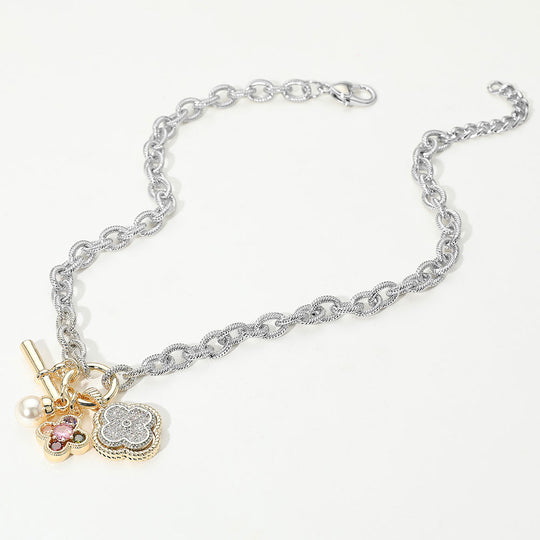 FN1037 - Gilded Quatrefoil Pearl Charm Necklace-10-Jewelry-Wona Trading, Inc.-Krista Anne's Boutique, Women's Fashion and Accessories Located in Oklahoma City, OK and Black Mountain, NC