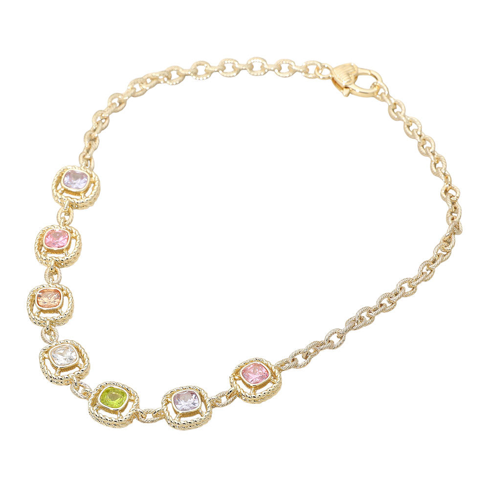 FN1549 - Haloed Square Necklace-10-Jewelry-Wona Trading, Inc.-Krista Anne's Boutique, Women's Fashion and Accessories Located in Oklahoma City, OK and Black Mountain, NC