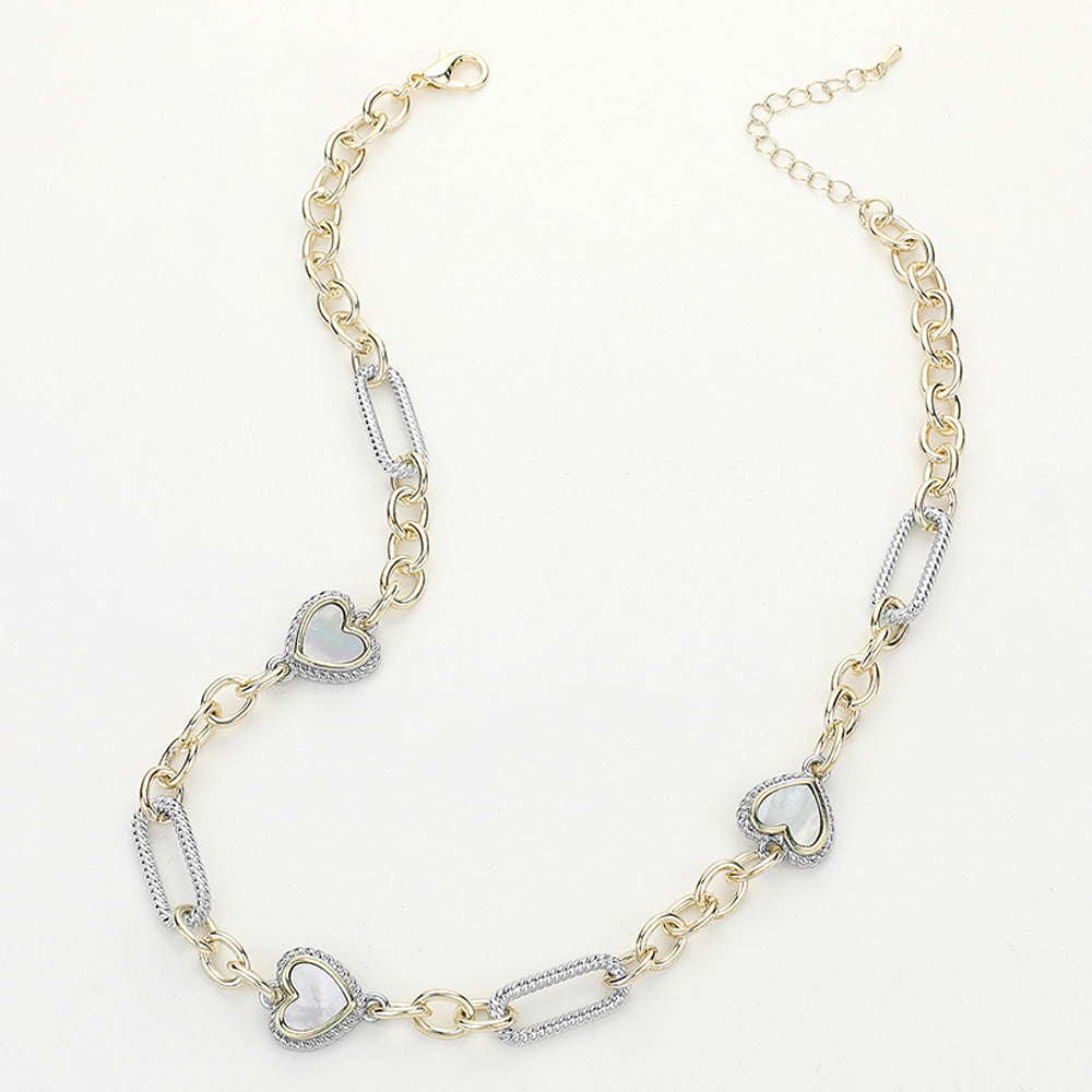 FN8996 - Luna Heart Station Necklace-10-Jewelry-Wona Trading, Inc.-Krista Anne's Boutique, Women's Fashion and Accessories Located in Oklahoma City, OK and Black Mountain, NC