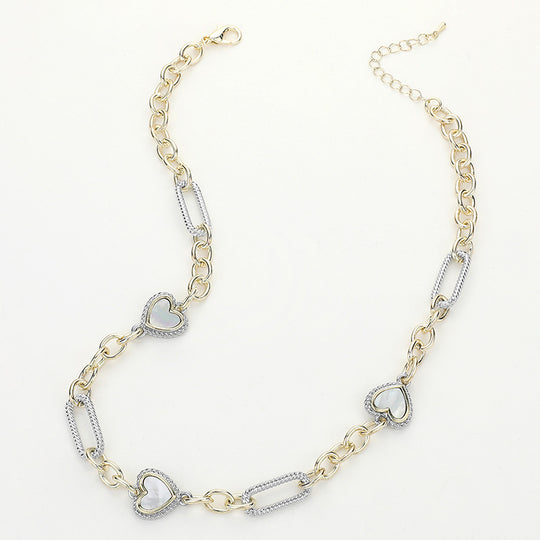 FN8996 - Luna Heart Station Necklace-10-Jewelry-Wona Trading, Inc.-Krista Anne's Boutique, Women's Fashion and Accessories Located in Oklahoma City, OK and Black Mountain, NC