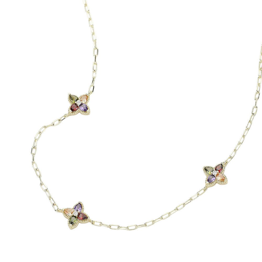FN9774 - Marquise Floral Necklace-10-Jewelry-Wona Trading, Inc.-Krista Anne's Boutique, Women's Fashion and Accessories Located in Oklahoma City, OK and Black Mountain, NC