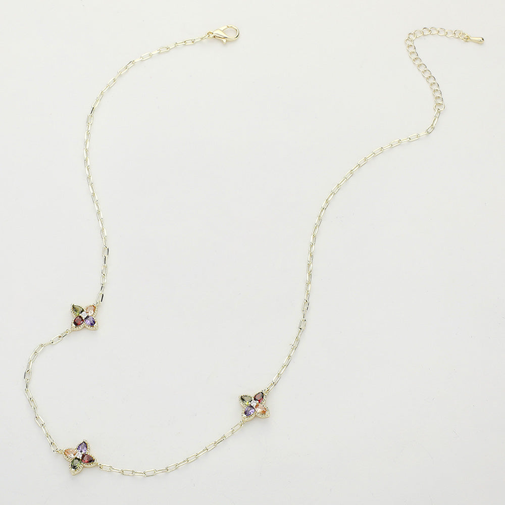 FN9774 - Marquise Floral Necklace-10-Jewelry-Wona Trading, Inc.-Krista Anne's Boutique, Women's Fashion and Accessories Located in Oklahoma City, OK and Black Mountain, NC