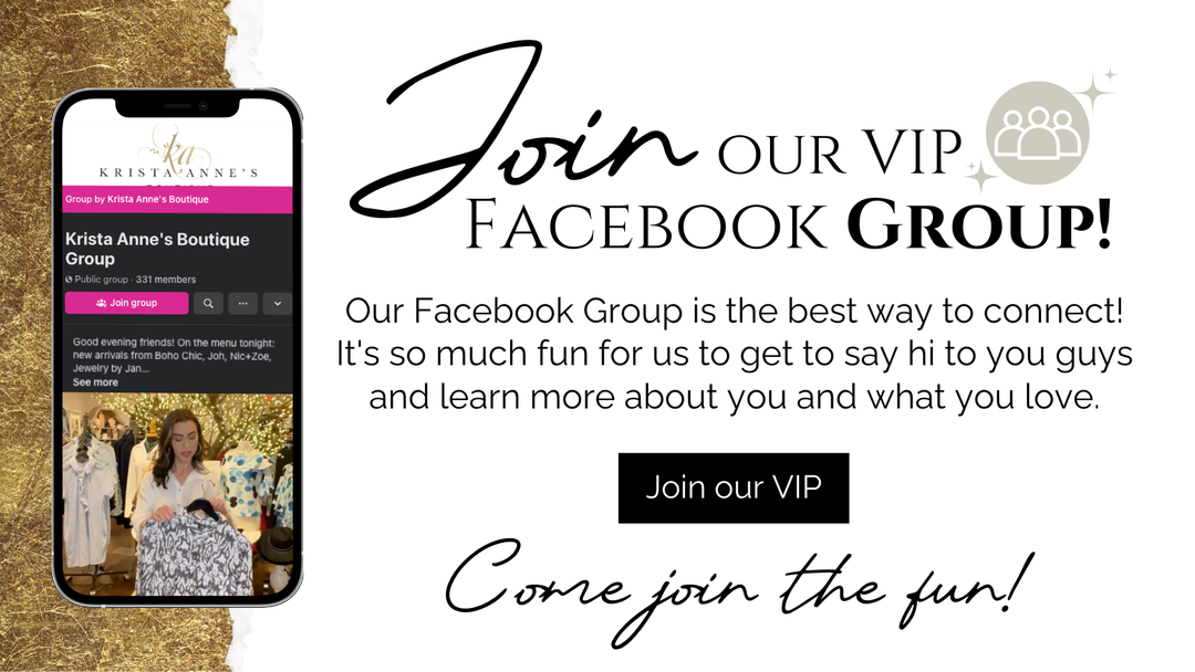 Join Our VIP Facebook Group | Krista Anne's Boutique | Oklahoma City, OK