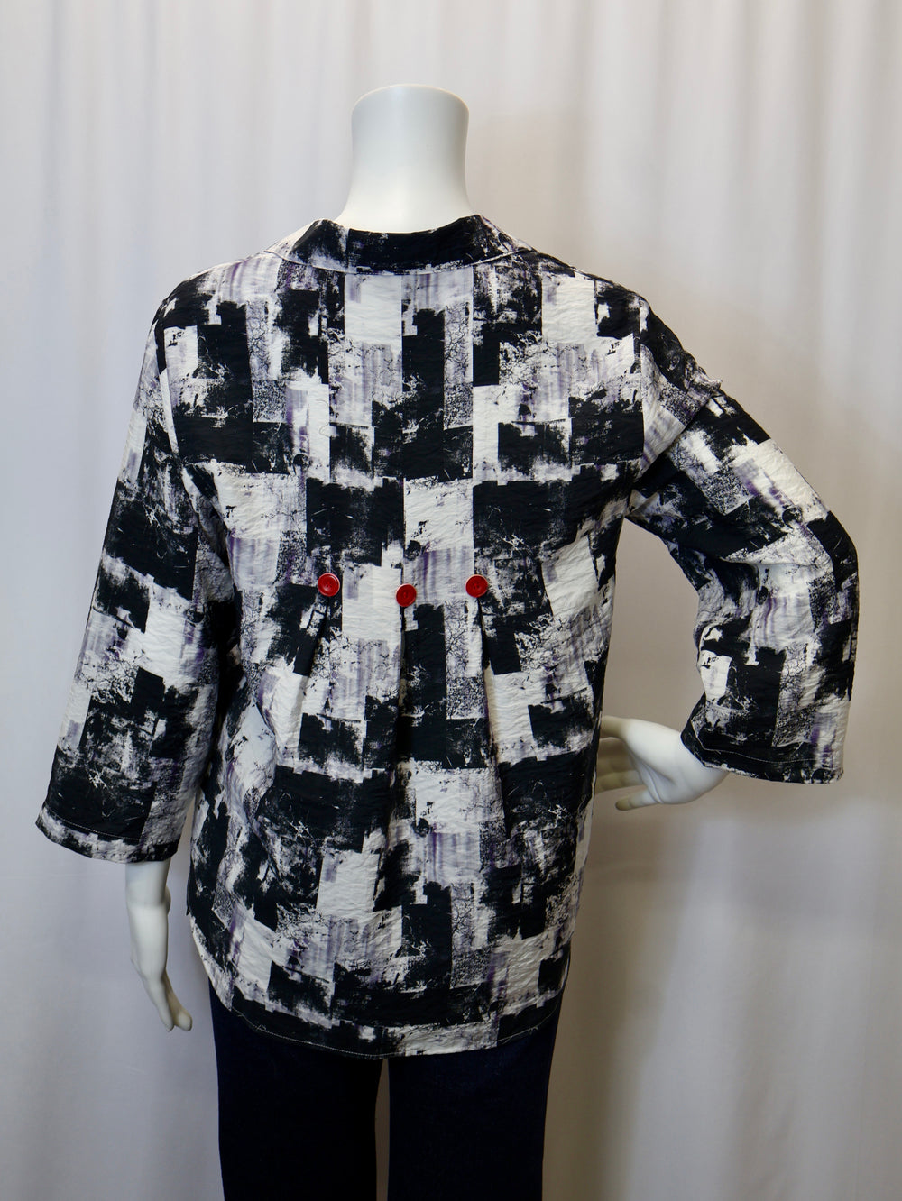 25504 - Printed Button Back Short Shirt-02-Tops/Blouses-Shana-Krista Anne's Boutique, Women's Fashion and Accessories Located in Oklahoma City, OK and Black Mountain, NC
