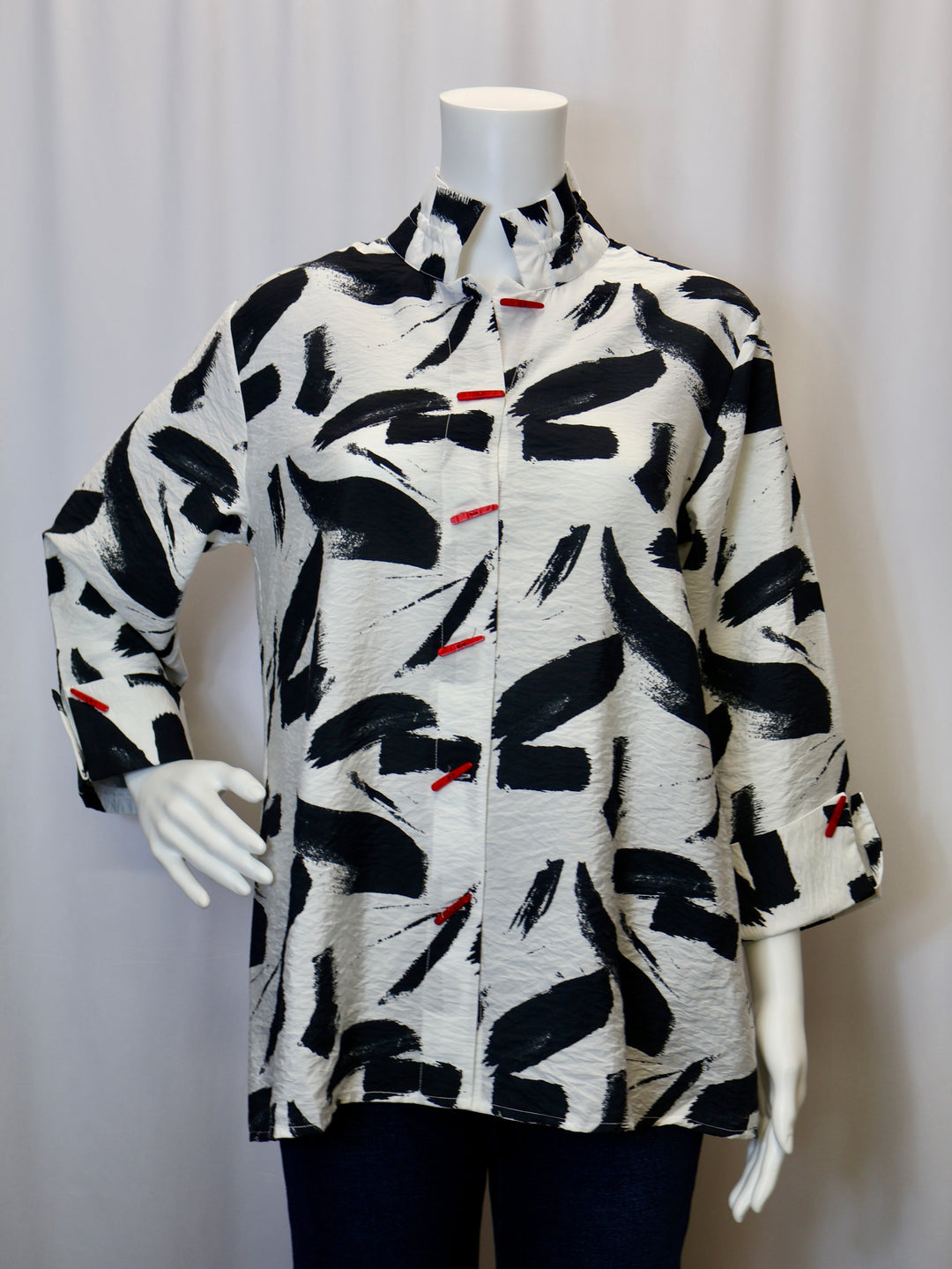 25535 - Red Piano Button Shirt-02-Tops/Blouses-Shana-Krista Anne's Boutique, Women's Fashion and Accessories Located in Oklahoma City, OK and Black Mountain, NC