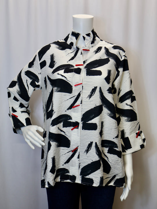 25535 - Red Piano Button Shirt-02-Tops/Blouses-Shana-Krista Anne's Boutique, Women's Fashion and Accessories Located in Oklahoma City, OK and Black Mountain, NC