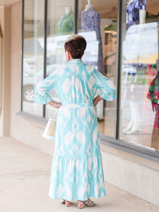 1291130 - Ikat Long Dress-06-Dresses/Jumpsuits-Boho Chic-Krista Anne's Boutique, Women's Fashion and Accessories Located in Oklahoma City, OK and Black Mountain, NC