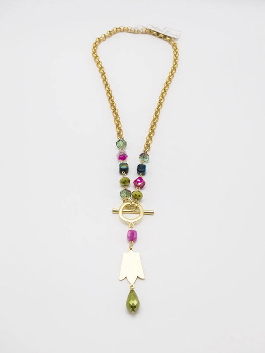 NW-25-112 - Beaded Toggle Pendant Necklace-10-Jewelry-Michele Busch Jewelry-Krista Anne's Boutique, Women's Fashion and Accessories Located in Oklahoma City, OK and Black Mountain, NC
