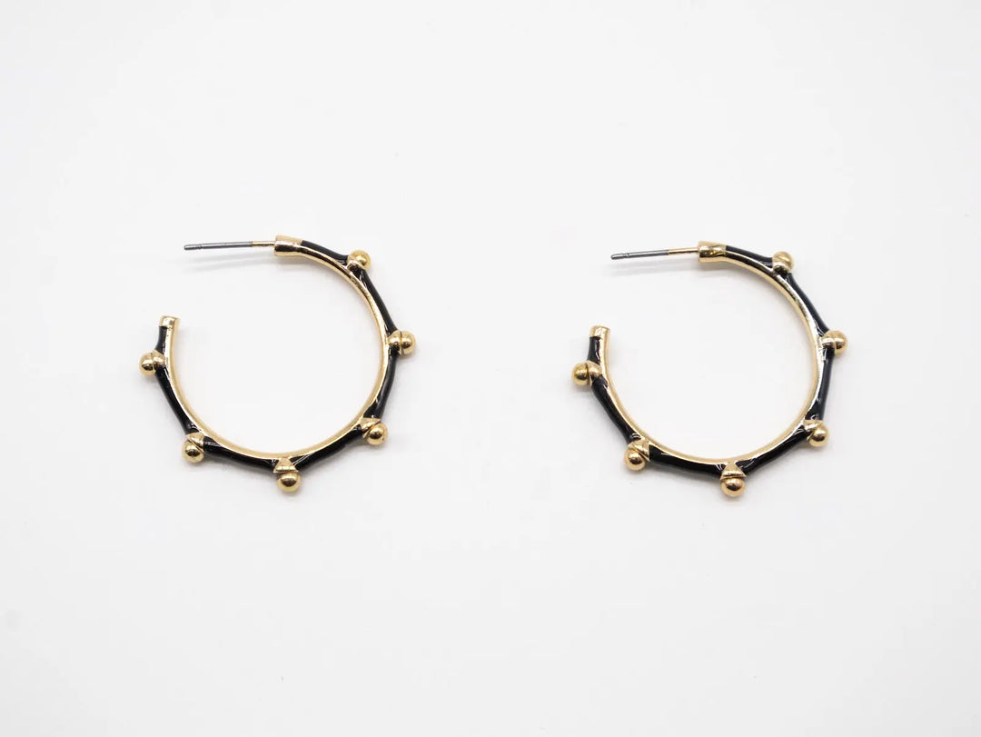 ET-26-141 - Black and Gold Hoop Earrings-10-Jewelry-Michele Busch Jewelry-Krista Anne's Boutique, Women's Fashion and Accessories Located in Oklahoma City, OK and Black Mountain, NC