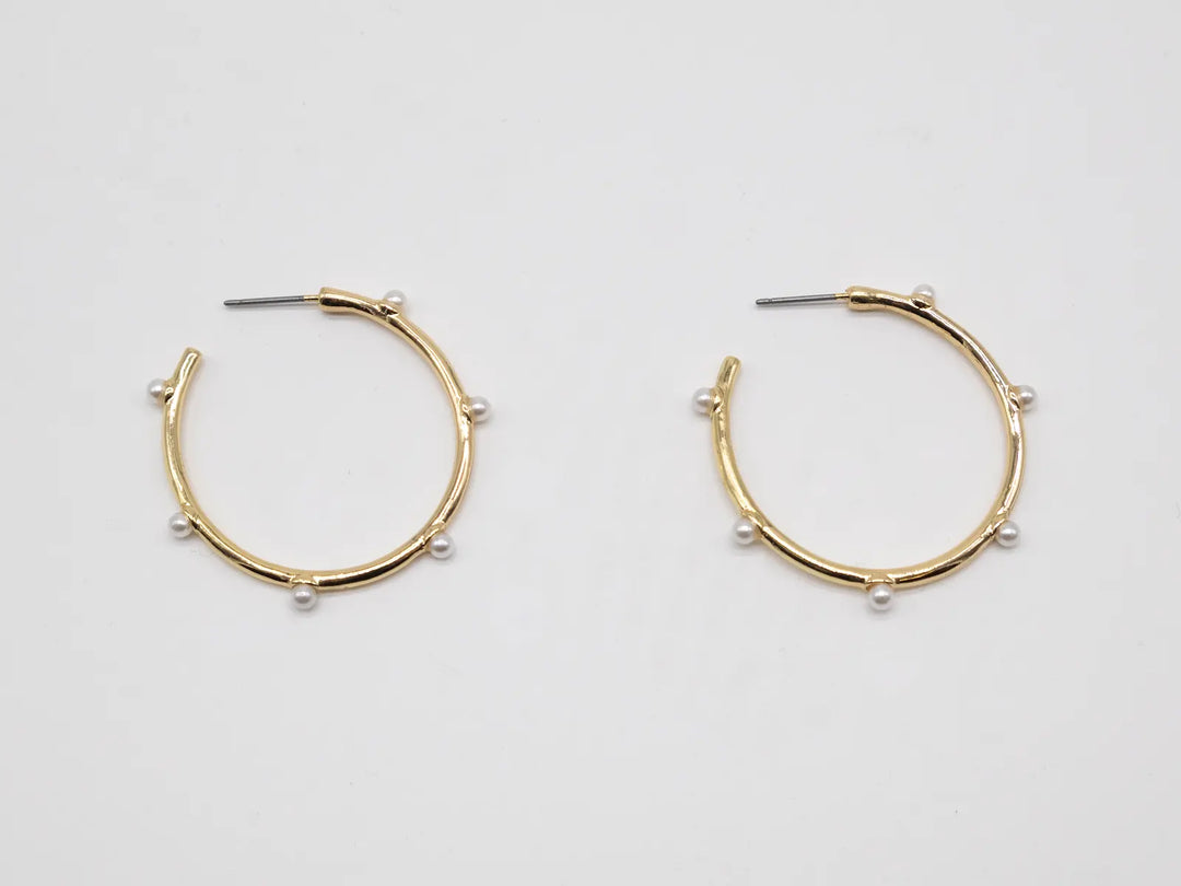 ET-26-134 - Pearl Accent Hoop Earrings-10-Jewelry-Michele Busch Jewelry-Krista Anne's Boutique, Women's Fashion and Accessories Located in Oklahoma City, OK and Black Mountain, NC