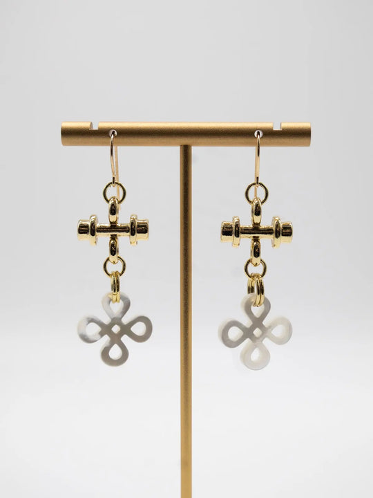 ET-26-150 - Quatrefoil Drop Earrings-10-Jewelry-Michele Busch Jewelry-Krista Anne's Boutique, Women's Fashion and Accessories Located in Oklahoma City, OK and Black Mountain, NC