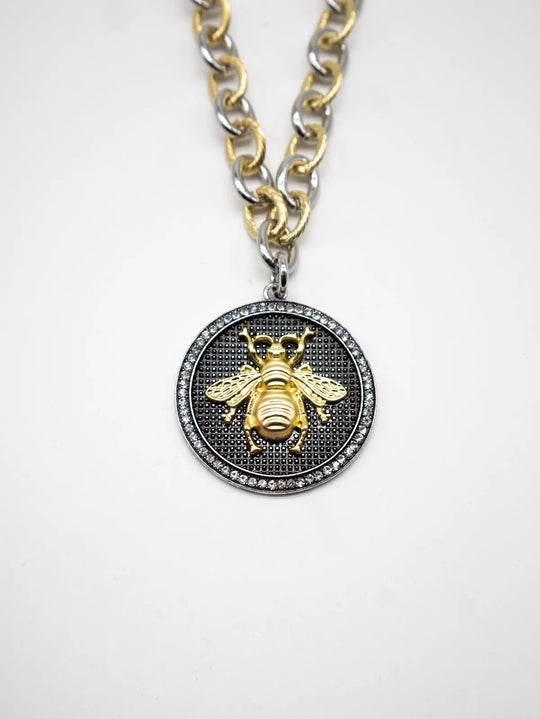 NW-24-121 - Bee Medallion Necklace-10-Jewelry-Michele Busch Jewelry-Krista Anne's Boutique, Women's Fashion and Accessories Located in Oklahoma City, OK and Black Mountain, NC
