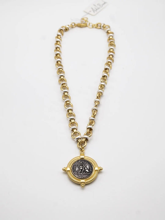 NW-26-39 - Lion Coin Necklace-10-Jewelry-Michele Busch Jewelry-Krista Anne's Boutique, Women's Fashion and Accessories Located in Oklahoma City, OK and Black Mountain, NC