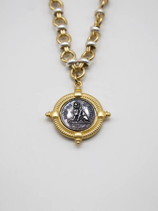 NW-26-39 - Lion Coin Necklace-10-Jewelry-Michele Busch Jewelry-Krista Anne's Boutique, Women's Fashion and Accessories Located in Oklahoma City, OK and Black Mountain, NC