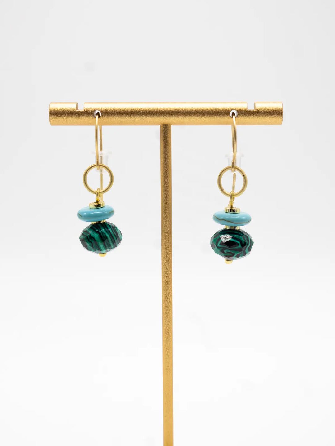 ET-26-146 - Malachite Bead Drop Earrings-10-Jewelry-Michele Busch Jewelry-Krista Anne's Boutique, Women's Fashion and Accessories Located in Oklahoma City, OK and Black Mountain, NC