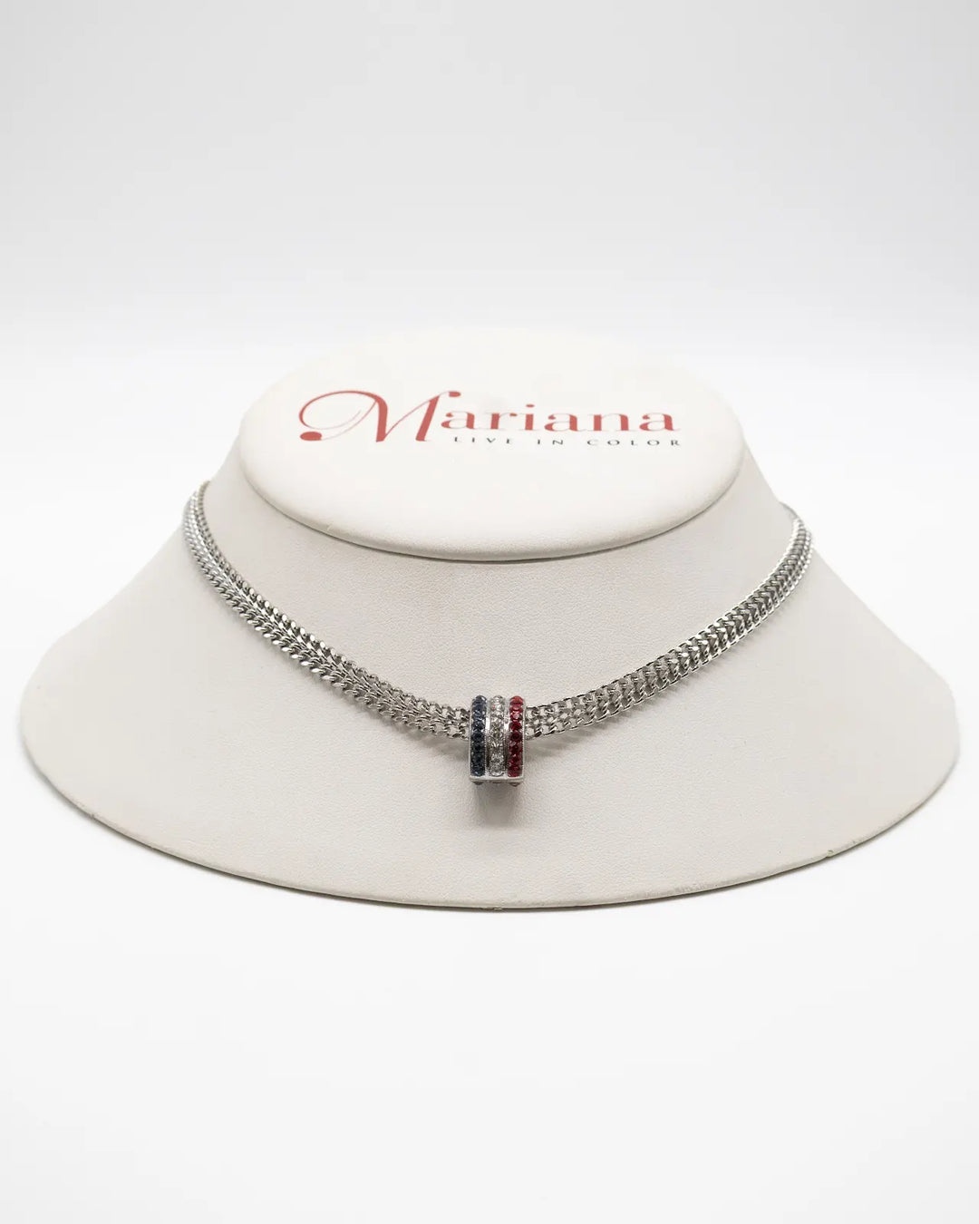 N-5359/1-8188-RO - Embellished Slide with Herringbone Chain Necklace-10-Jewelry-Mariana-Krista Anne's Boutique, Women's Fashion and Accessories Located in Oklahoma City, OK and Black Mountain, NC