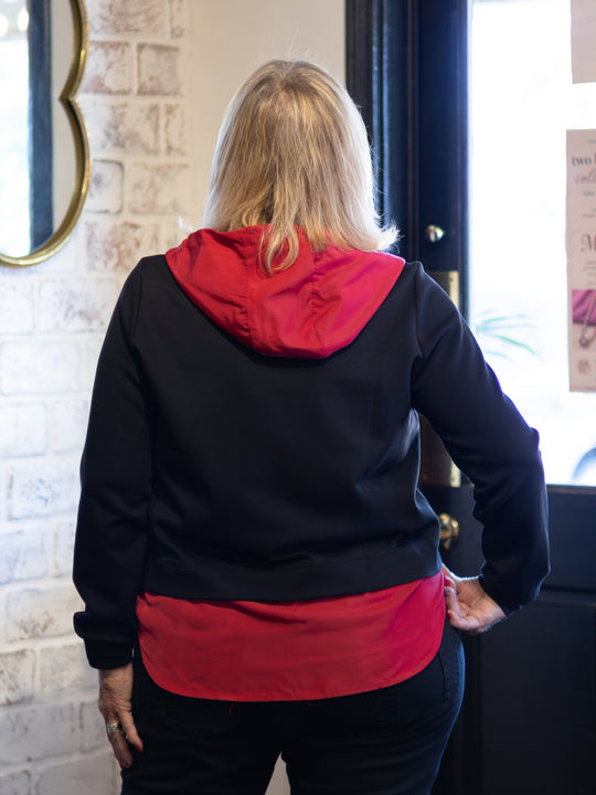 54325-K - Kaylee Top w/ Hood-02-Tops/Blouses-Joh-Krista Anne's Boutique, Women's Fashion and Accessories Located in Oklahoma City, OK and Black Mountain, NC