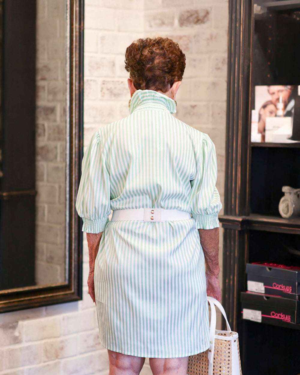 223124 - Striped Ruffle Neck Dress-06-Dresses/Jumpsuits-Boho Chic-Krista Anne's Boutique, Women's Fashion and Accessories Located in Oklahoma City, OK and Black Mountain, NC