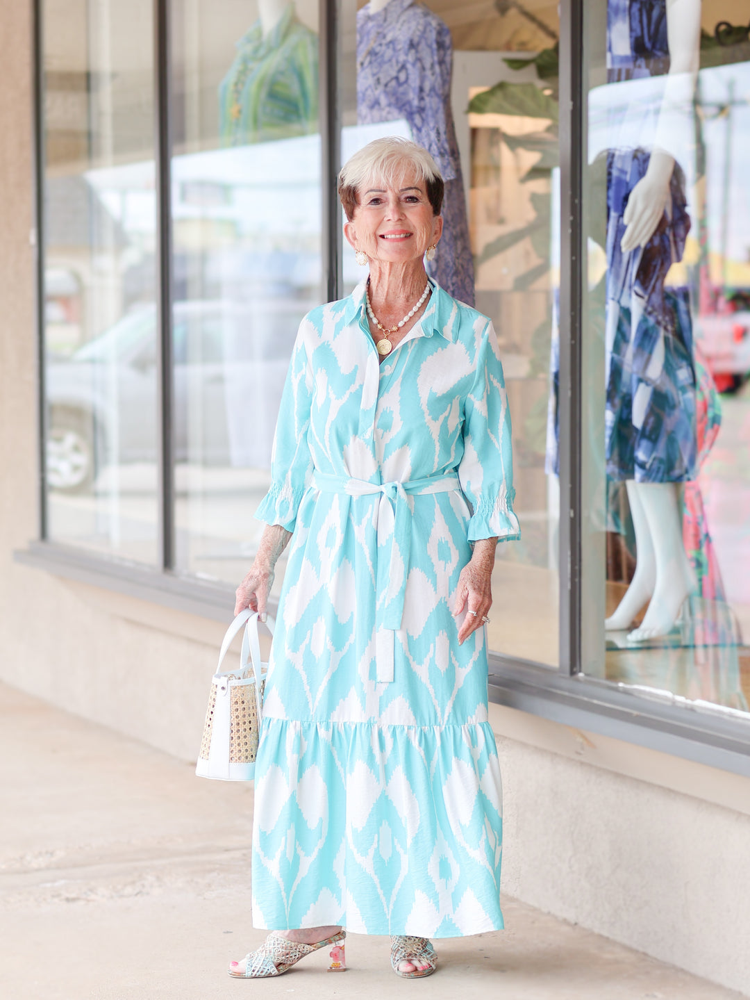 1291130 - Ikat Long Dress-06-Dresses/Jumpsuits-Boho Chic-Krista Anne's Boutique, Women's Fashion and Accessories Located in Oklahoma City, OK and Black Mountain, NC