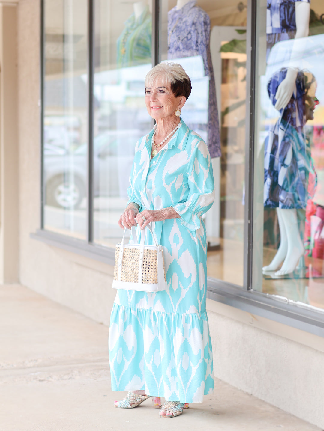 1291130 - Ikat Long Dress-06-Dresses/Jumpsuits-Boho Chic-Krista Anne's Boutique, Women's Fashion and Accessories Located in Oklahoma City, OK and Black Mountain, NC