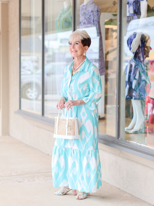 1291130 - Ikat Long Dress-06-Dresses/Jumpsuits-Boho Chic-Krista Anne's Boutique, Women's Fashion and Accessories Located in Oklahoma City, OK and Black Mountain, NC
