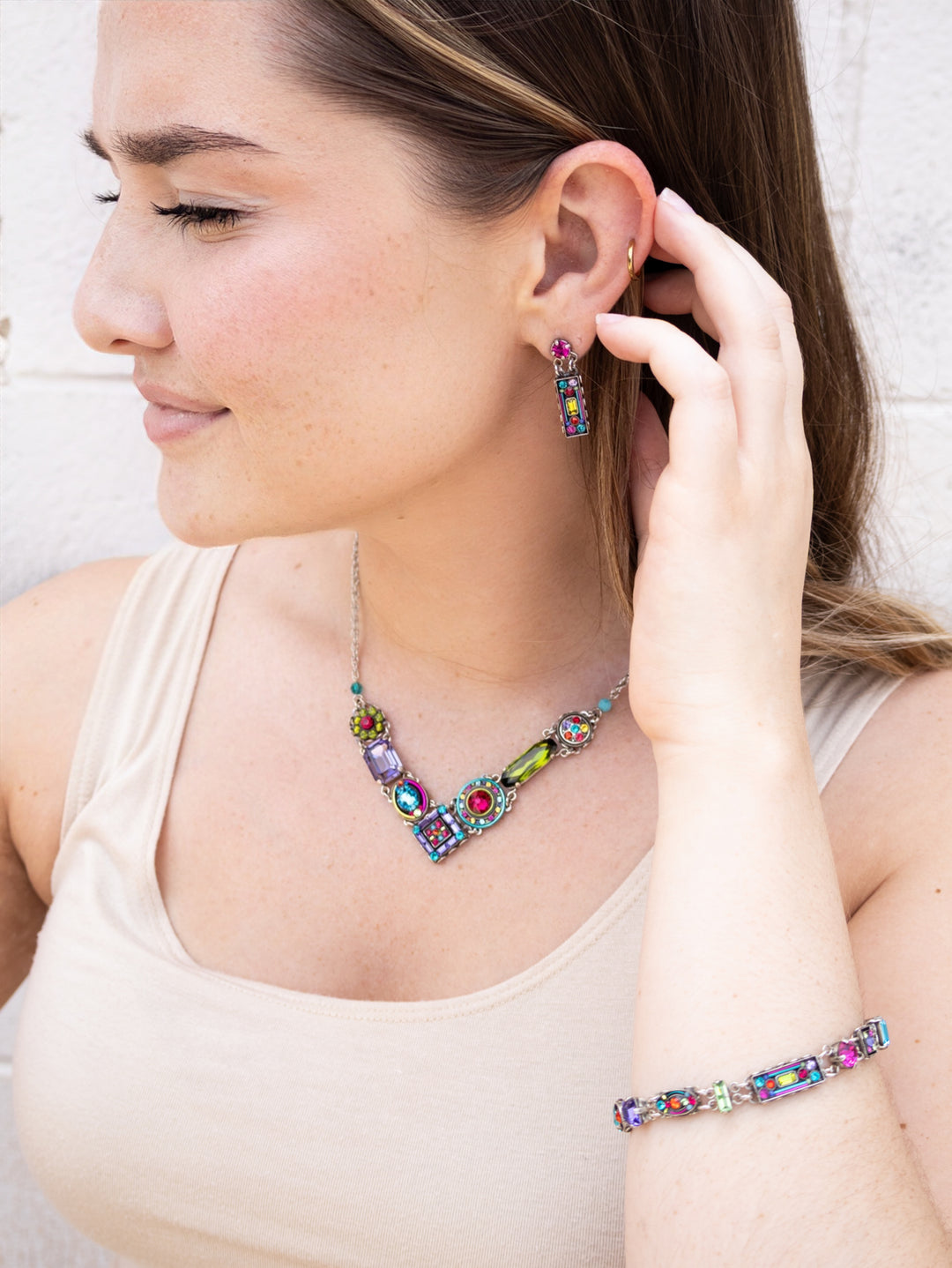 E701P-MC - Architectural 2 Tier Post Earring-10-Jewelry-Firefly Mosaic Jewelry-Krista Anne's Boutique, Women's Fashion and Accessories Located in Oklahoma City, OK and Black Mountain, NC