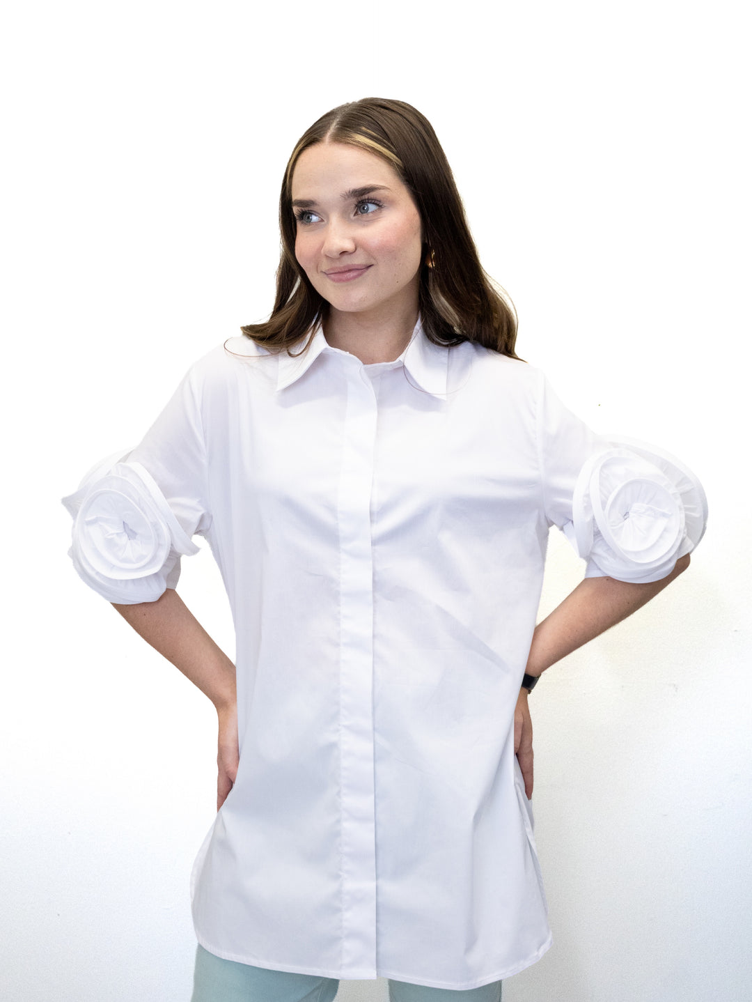 1T2348 - Rose Sleeves Blouse-02-Tops/Blouses-Ravel-Krista Anne's Boutique, Women's Fashion and Accessories Located in Oklahoma City, OK and Black Mountain, NC