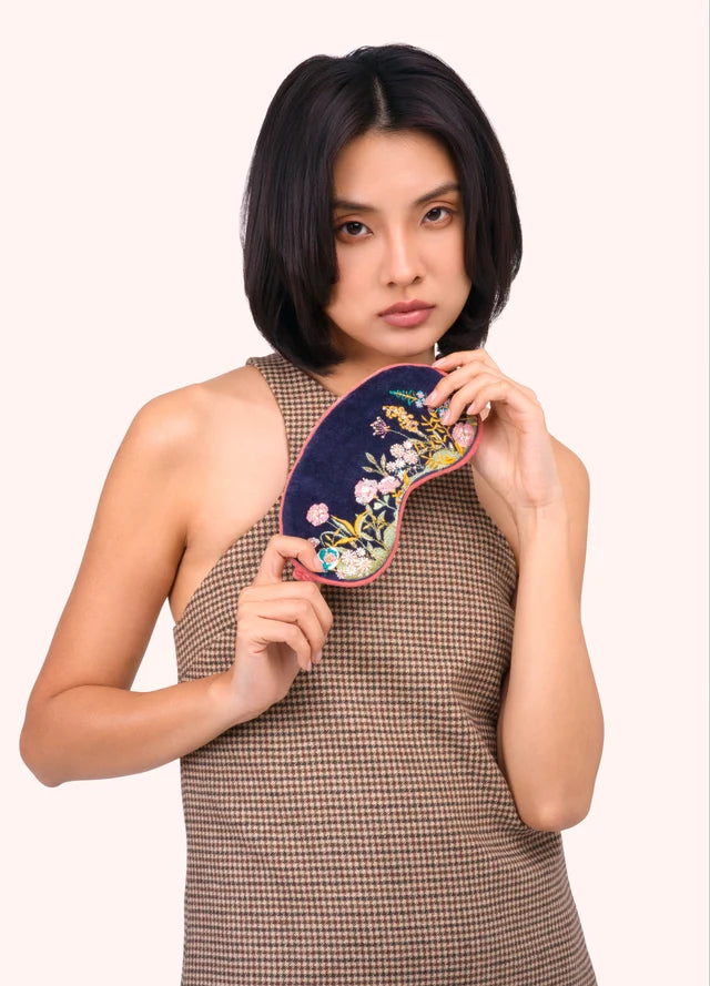 LEM35 - Embroidered Florals Velvet Eye Mask-09-Accessories-Powder-Krista Anne's Boutique, Women's Fashion and Accessories Located in Oklahoma City, OK and Black Mountain, NC