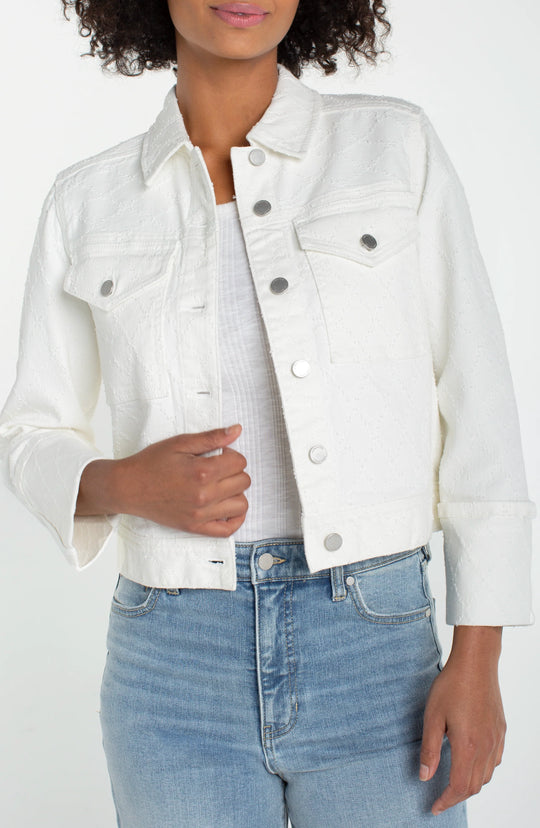 LM1C94WPD - Cropped Jacket w/ Cuffed Sleeves-01-Jackets/Blazers-Liverpool-Krista Anne's Boutique, Women's Fashion and Accessories Located in Oklahoma City, OK and Black Mountain, NC