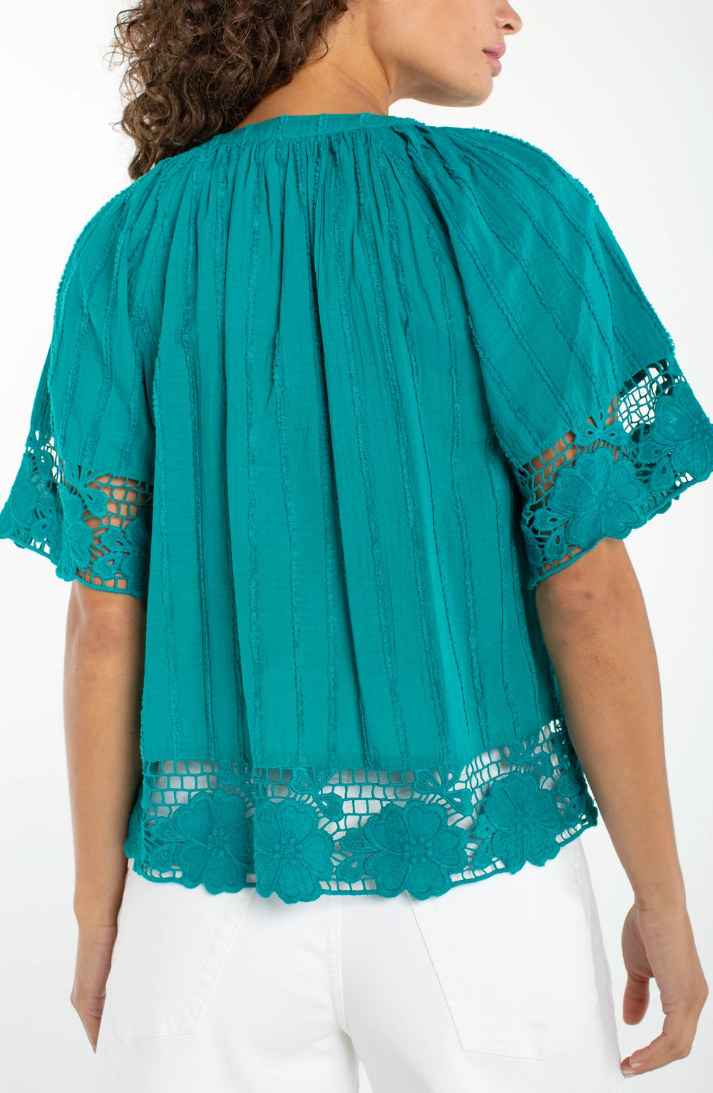 LM8K19EE51 - Lace Borders Blouse-02-Tops/Blouses-Liverpool-Krista Anne's Boutique, Women's Fashion and Accessories Located in Oklahoma City, OK and Black Mountain, NC